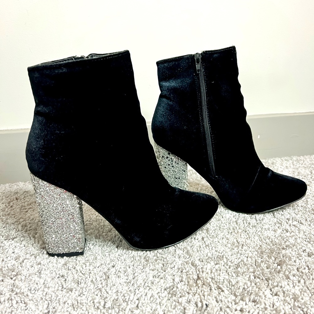 JustFab sparkle heel bootie